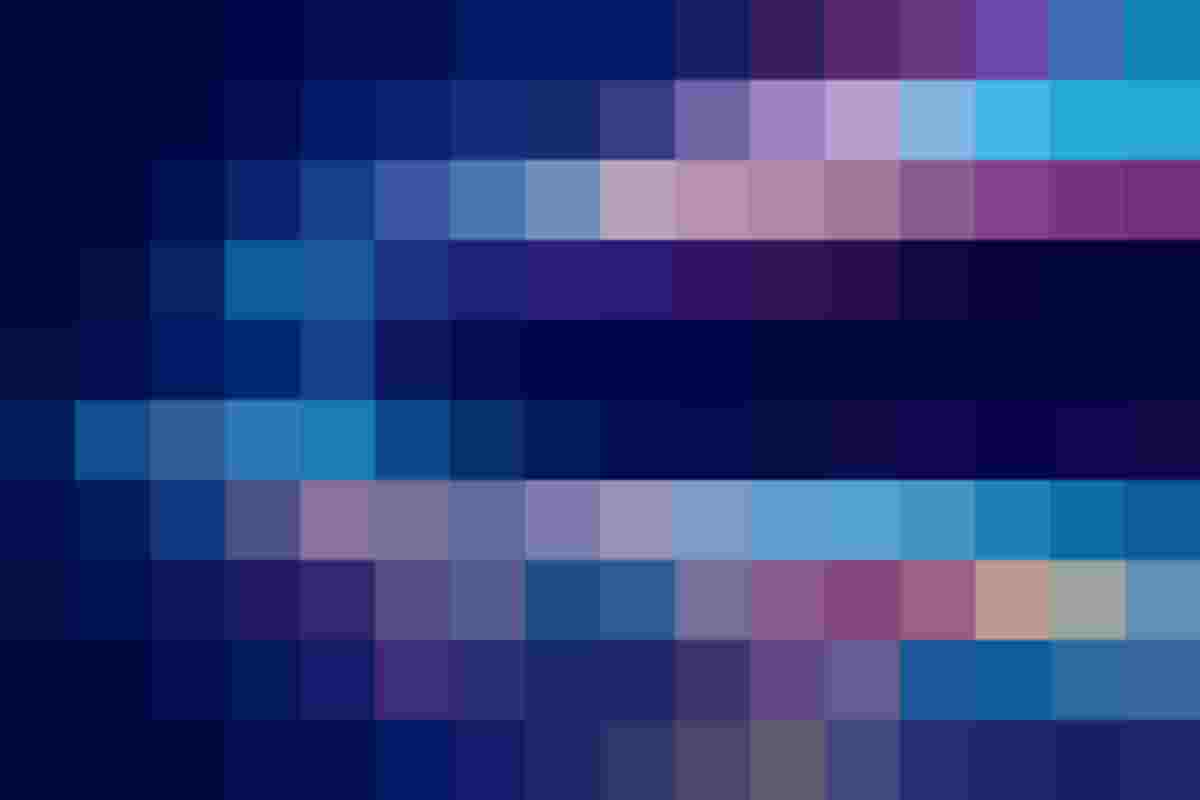 Futuristische Lichtspuren in Blau, Pink und Lila auf dunklem Hintergrund, symbolisieren digitale Kreativität.