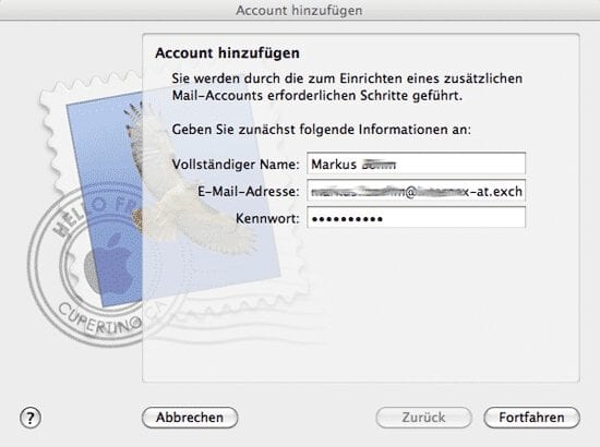 einrichtung von hosted exchange mit mail for mac